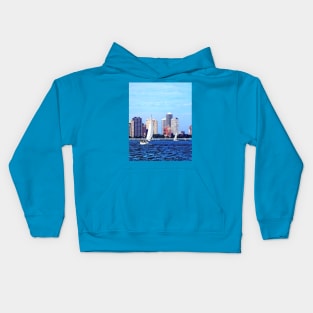 Chicago IL - Two Sailboat Against Chicago Skyline Kids Hoodie